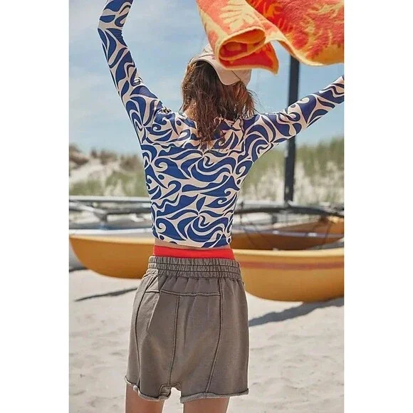Free People FP Movement All Star Solid Shorts High Rise Pull-on Smocked M 282891